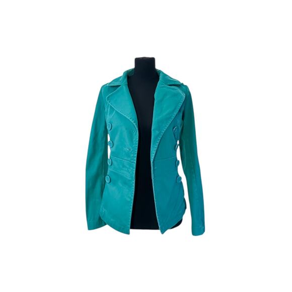 H&M; Divided Teal Double-Breasted Peacoat - Size 6 - Picture 6 of 11